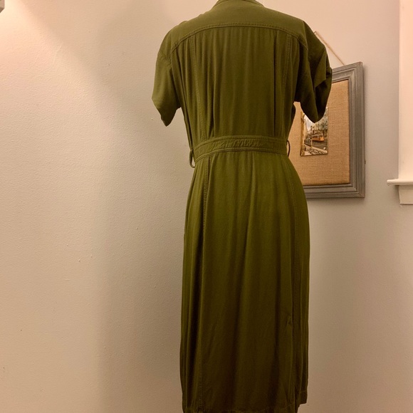 Sold Ann Taylor Loft MIDI-long  belted dress pockets - Picture 8 of 11